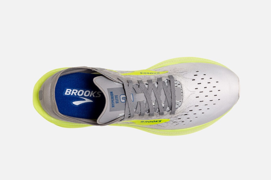 Brooks Hyperion Elite 2 Spikes Shoes Mens - White/Grey/Green - KZQEV-3560